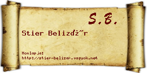 Stier Belizár névjegykártya